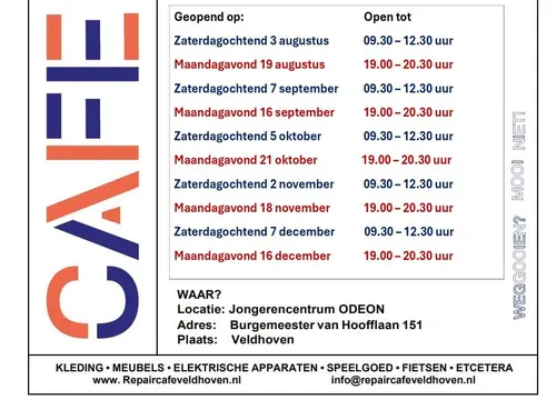 repaircafe nieuwe openingstijden