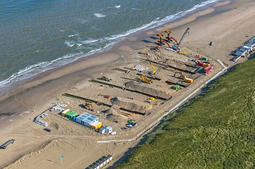 werkterrein strand heemskerk aannemerjan de nul voor aanleg zeekabel