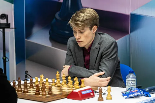 Max Warmerdam, gisteren goed voor remise tegen koploper&nbsp;Rameshbabu Praggnanandhaa