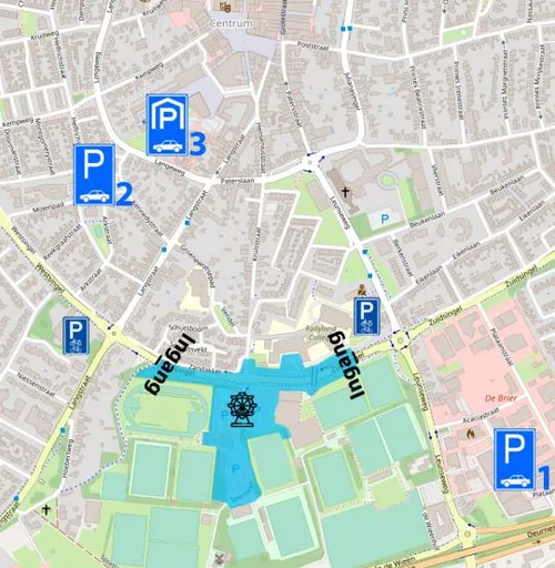 parkeren fiets auto kermis overzicht