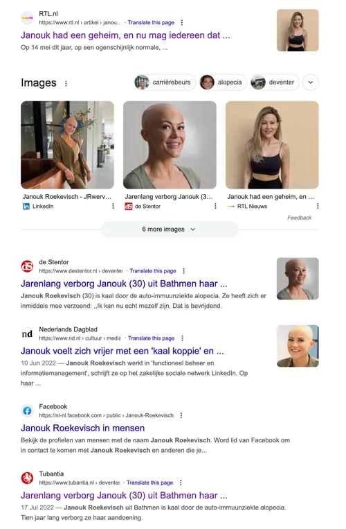 In Google staat de naam nog zoals eerst in de artikelen.