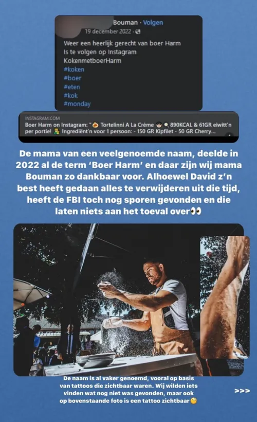 Via stories RealityFBI die de socials van de moeder van David Bouman hebben nageplozen.