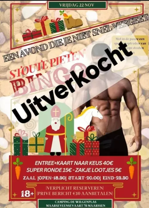 De poster van de Stoute Pieten Bingo