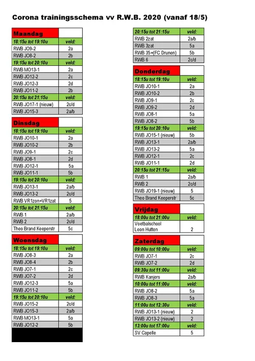 corona trainingsschema vv rwb 2020 aangepast 30
