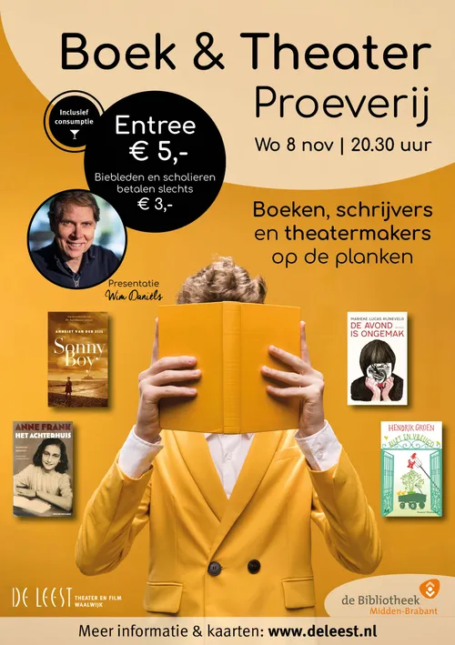poster boek en theater proeverij