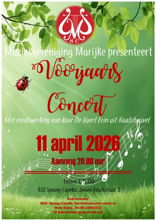 Poster voorjaarsconcert De Vaert Erin 2026