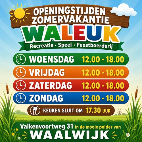 openingstijden zomervakantie WALEUK 2026