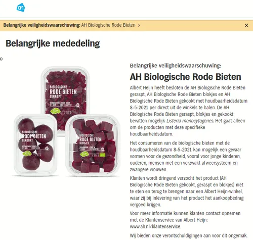 recall ah biologische bietjes
