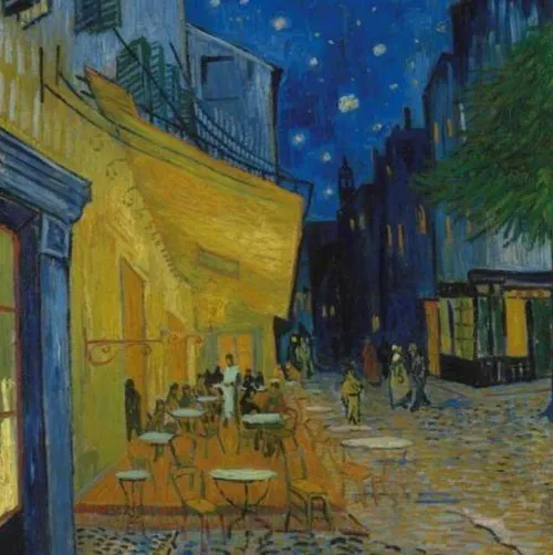 Caféterras bij nacht (Place du forum) van Van Gogh
