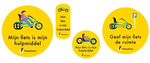 Stickers van de Fietsersbond voor mensen met een aangepaste fiets