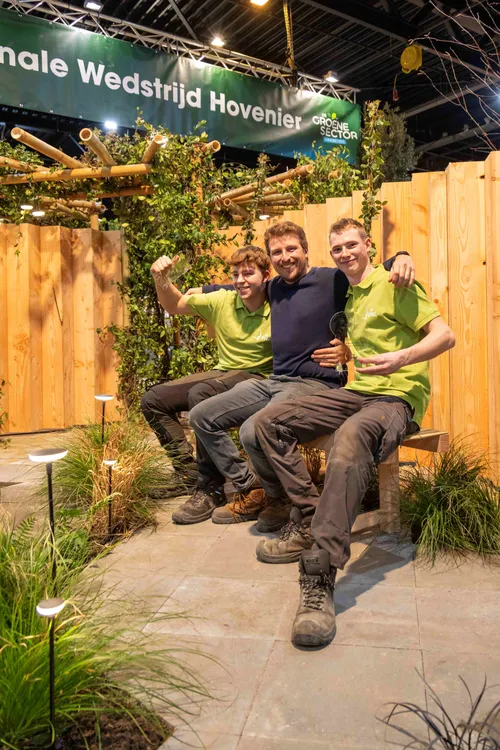 Nederlands kampioensteam: Hidde Kruit, coach Berend Poppema en Wageninger Daan Blonk&nbsp;
