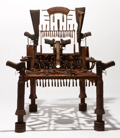 dezeen when i get green furniture made of guns by goncalo mabunda at jack bell gallery 12