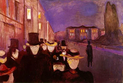 munch edvard spring evening on karl johan street 1892