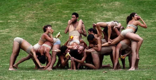 on march 5 members of the iuna ballet perform during a rehearsal of their show dressed by grace at a public square ahead of the cuidanza dance festival in buenos aires