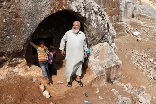 sources inside of syria estimated that tens of thousands of people are sheltering in caves according to the new york times