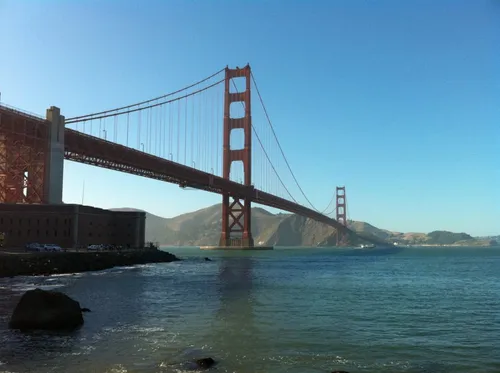 the golden gate bridge in late afternoon