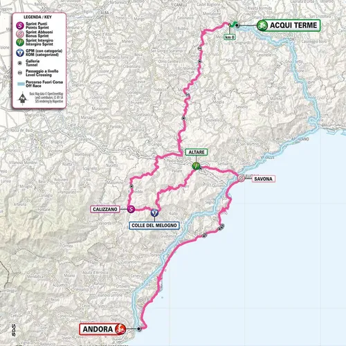 Kaart Giro d'Italia 2024 etappe 4
