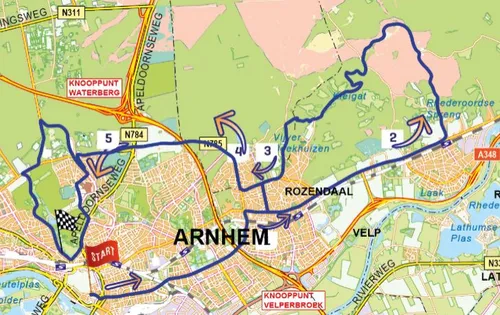 Kaart Nederlands Kampioenschap wegwedstrijd elite mannen 2024