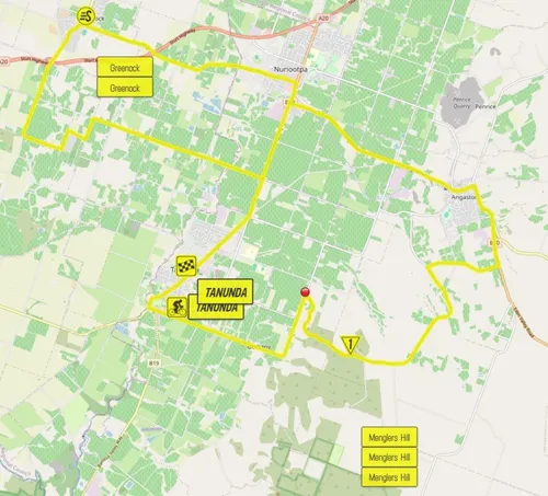 Kaart Tour Down Under 2025 etappe 2