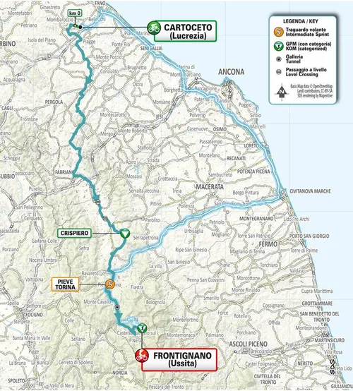 Kaart Tirreno-Adriatico 2025 etappe 6
