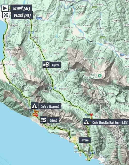 Kaart Giro d'Italia 2025 etappe 3