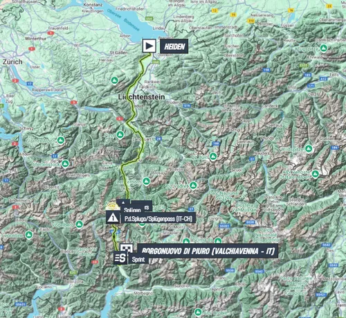 Kaart Tour de Suisse 2025 etappe 4