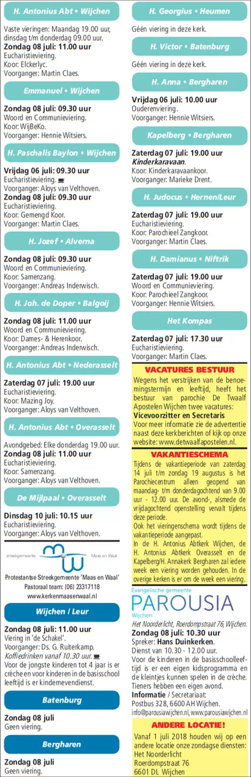 kerkberichten gemeente wijchen 040718