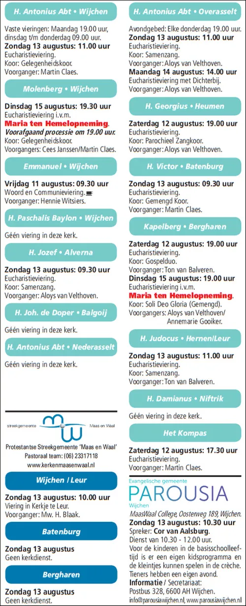 kerkberichten gemeente wijchen 090817