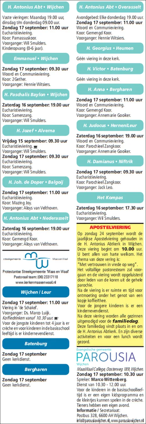 kerkberichten gemeente wijchen 100917