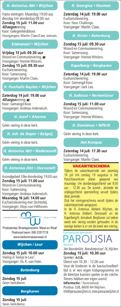 kerkberichten gemeente wijchen 110718