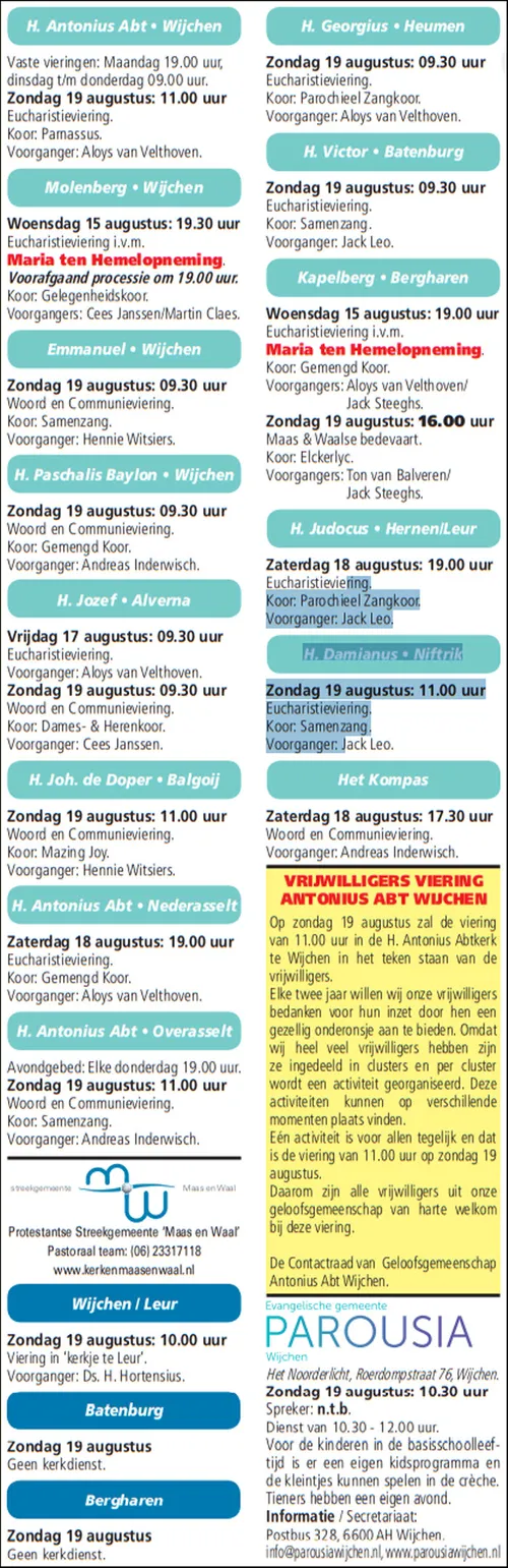 kerkberichten gemeente wijchen 150818
