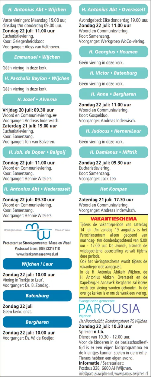 kerkberichten gemeente wijchen 180718