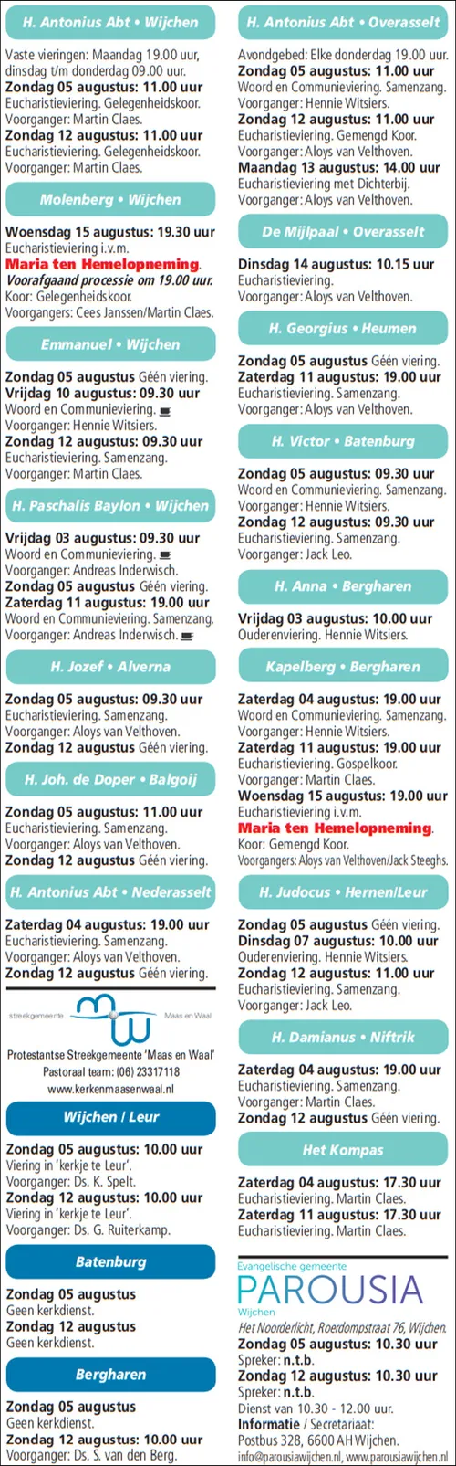 kerkberichten wijchen 010818