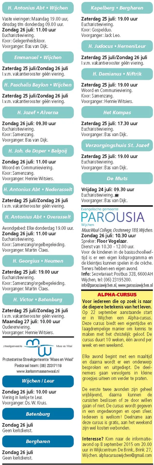 kerkberichten wijchen 220715