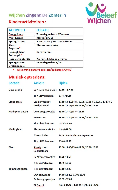 programma wijchen zingend de zomer in