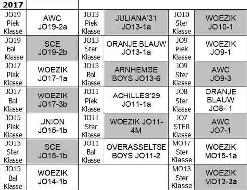 winnende teams kerstzaalvoetbaltoernooi 2017