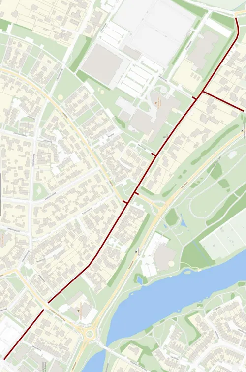 De Oosterweg in Wijchen wordt als eerste onder handen genomen. Kaart: gemeente Wijchen
