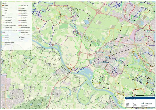 Het&nbsp;wandelroutenetwerk in de Groene Metropoolregio Arnhem Nijmegen verbindt diverse wandelroutes met elkaar. Bron: gemeente Wijchen