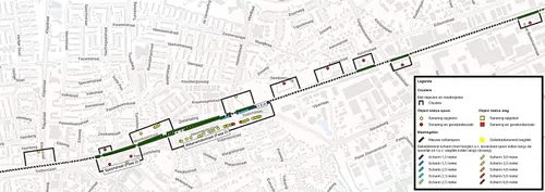 De locaties waar de geluidsschermen en raildempers van ProRail komen. Bron: ProRail