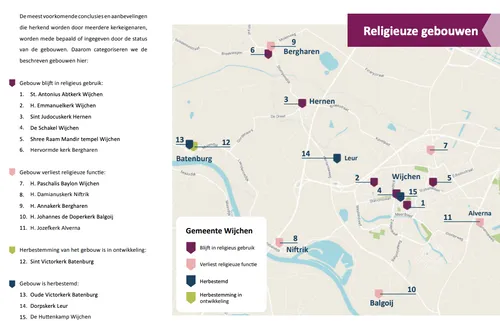Religieuze gebouwen in de gemeente Wijchen. Uit: Kerkenvisie Wijchen, 2025