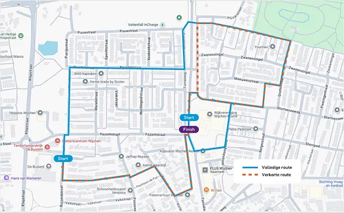 De route van het Dierenbeweegpad. Bron: Wijchen Noord