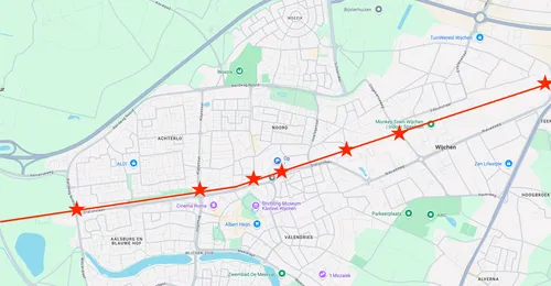De met een rode ster aangegeven spoorwegovergangen zijn vandaag gesloten.