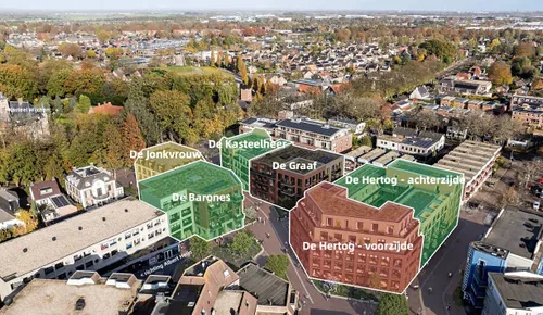 De Burchtwaarde met 5 appartementengebouwen