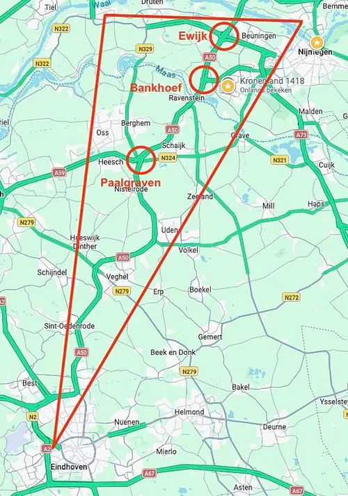 A50 corridor Google Maps