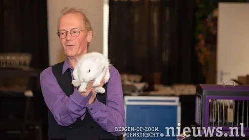 Twee duiven in een kooi, die in een konijn veranderd zijn