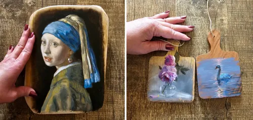 De reproducties (links) kosten €450 en de miniatuurtjes (rechts) kosten € 35 per stuk