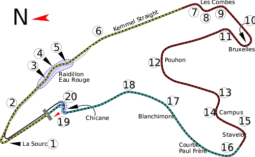 Het circuit van Spa-Francorchamps&nbsp;