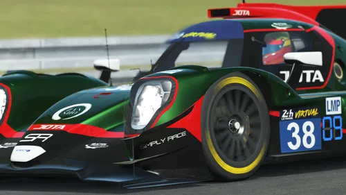 De LMP2-bolide van het virtuele Jota-team. Jota komt ook jaarlijks in de werkelijke 24 uur van Le Mans uit. (Foto: rFactor 2)