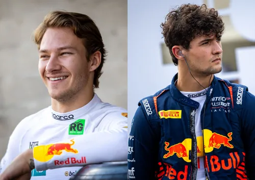 Hauger (links) en Crawford (rechts) hoeven, zoals Marko eerder al aangaf, niet te rekenen op steun in 2024. (Foto’s: Red Bull Content Pool)