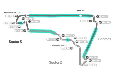 <i>De track lay-out van Mexico. (Foto: Mercedes AMG F1)</i>